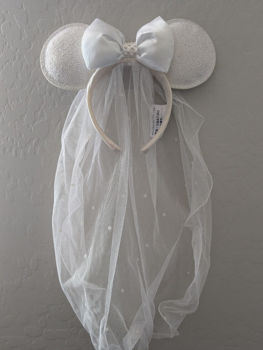 Disney Parks Minnie Mouse Bride Bridal Ears Bow Veil Headband Wedding
